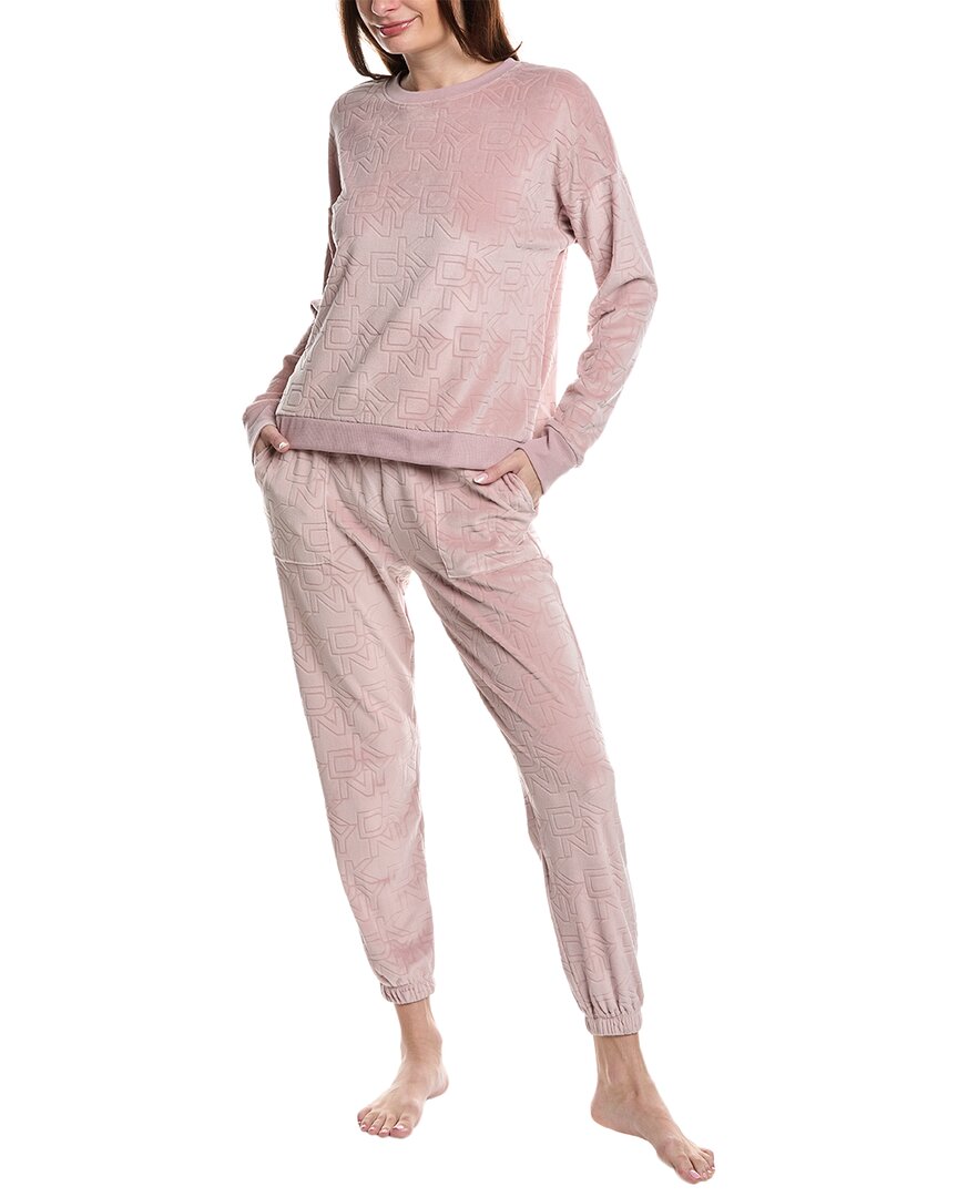 Dkny 2pc Top & Jogger Lounge Set In Pink