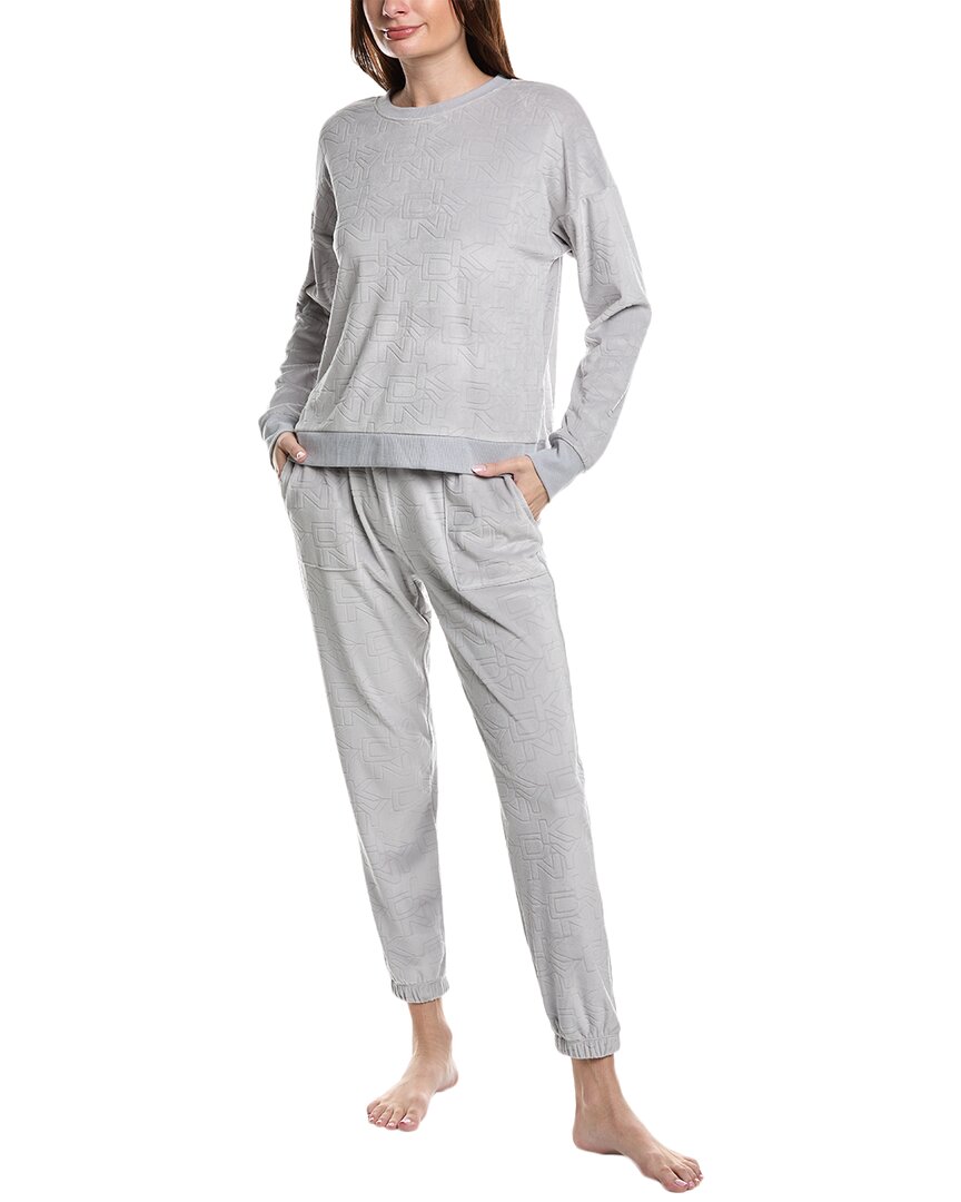 Dkny 2pc Top & Jogger Lounge Set In Silver