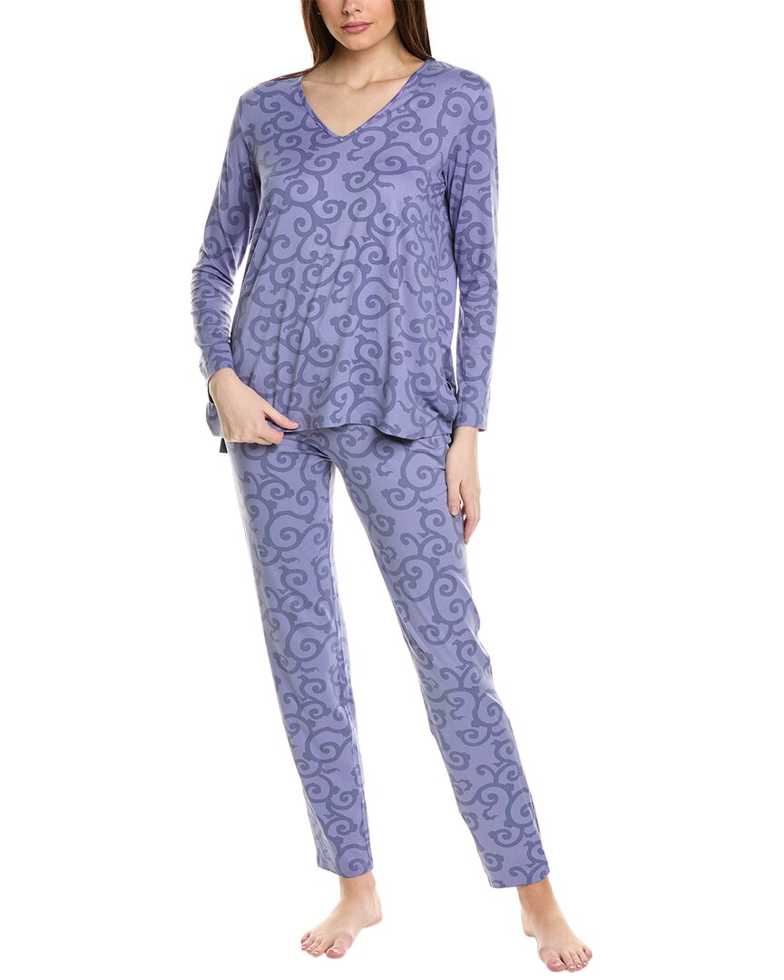 Shop N Natori 2pc Ottoman Pajama Set In Blue