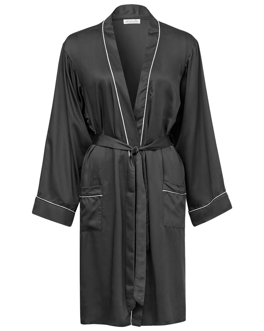 Ettitude Sateen Solid Robe In Black