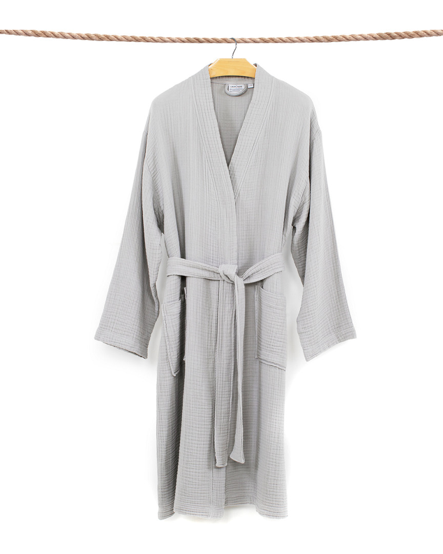 Linum Home Textiles 100% Turkish Cotton Smyrna Hotel/spa Luxury Robe In Gray
