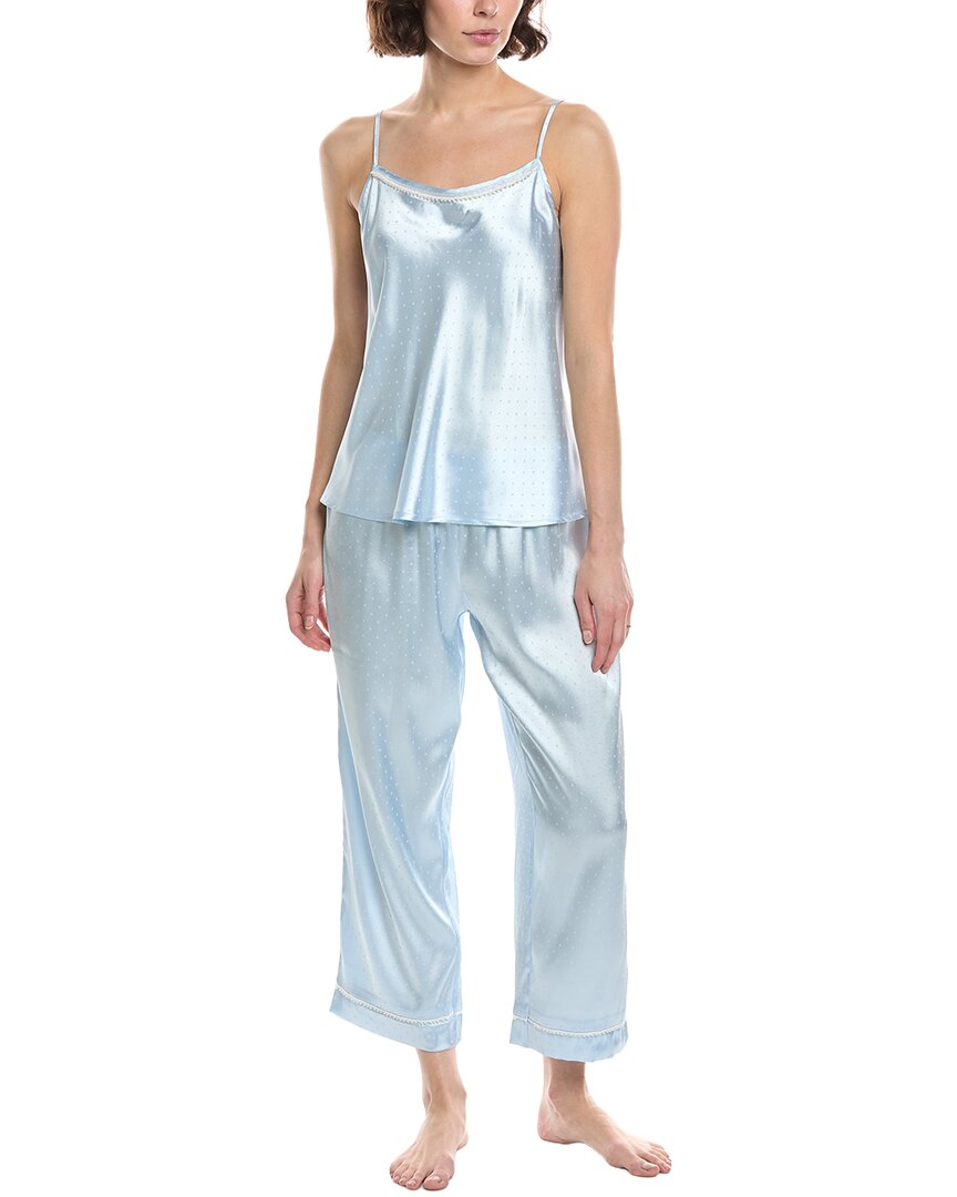 Flora Nikrooz 2pc Solid Dot Jacquard Cami & Capri Set In Blue