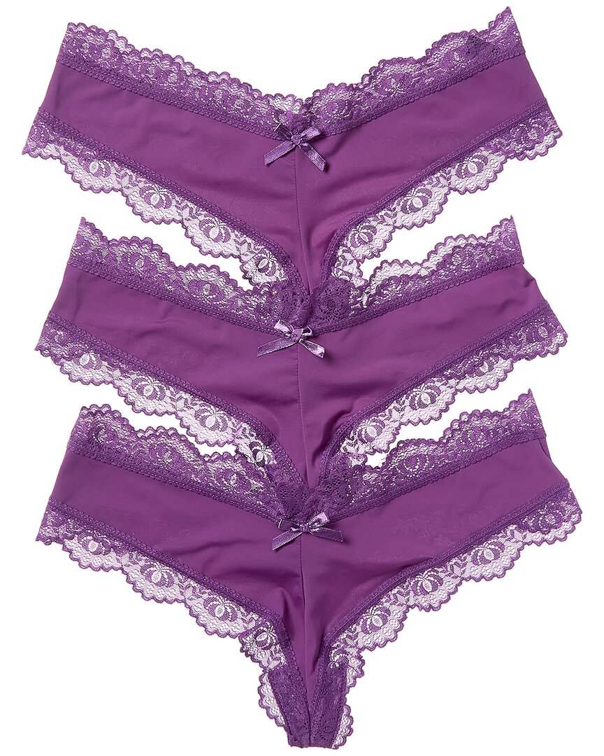 House Of Desire 3pk Vera Micro & Lace G-string In Purple