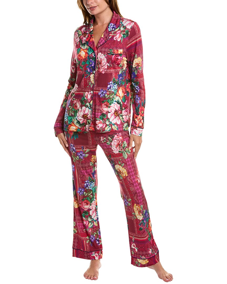 Johnny Was Bethia Floral-print Cotton Pajama Set In Red | ModeSens