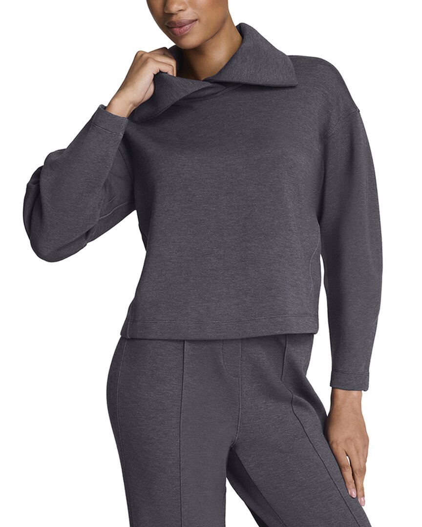 Spanx Brushed Collared Top In Gray