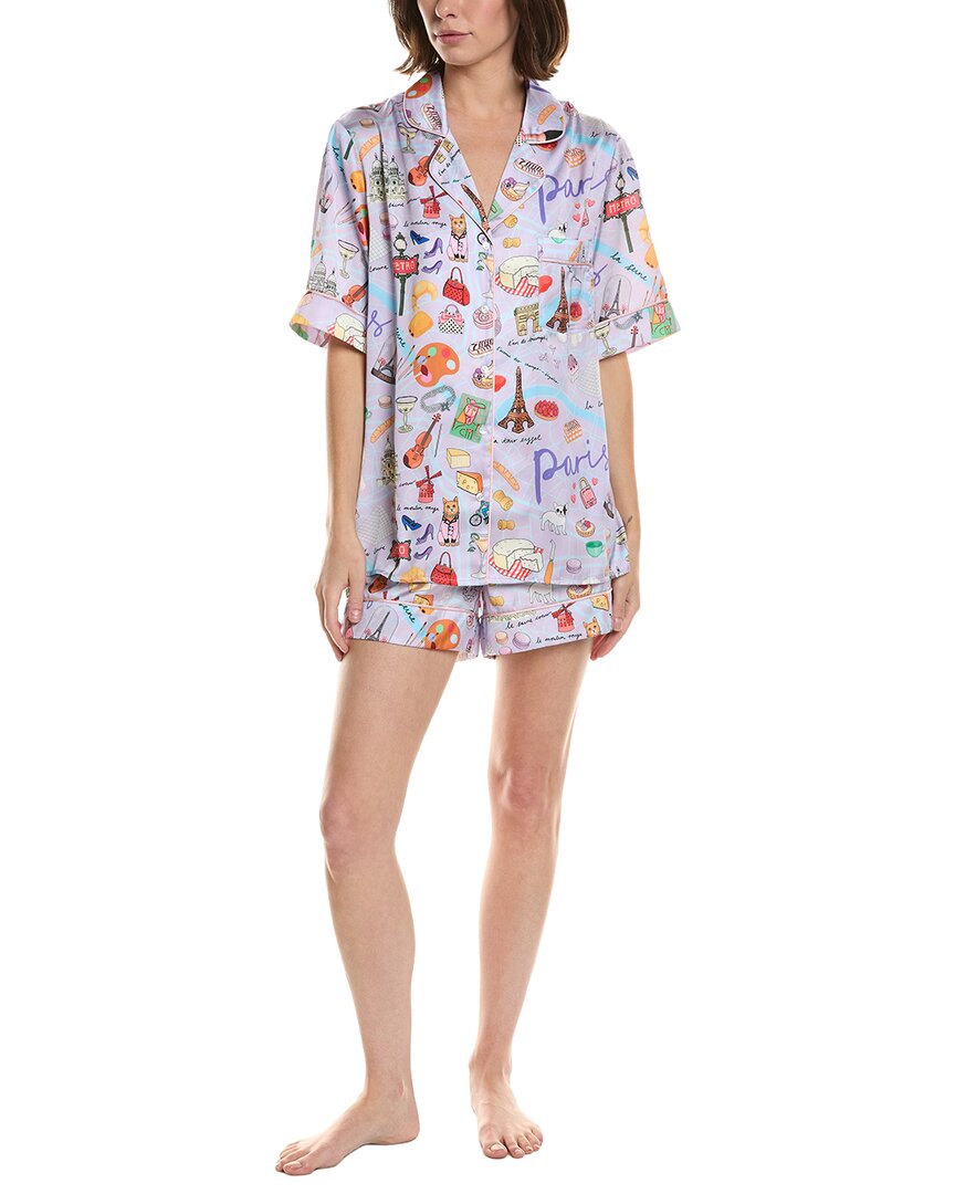 Karen Mabon 2pc Print Pajama Set In Paris Lilac