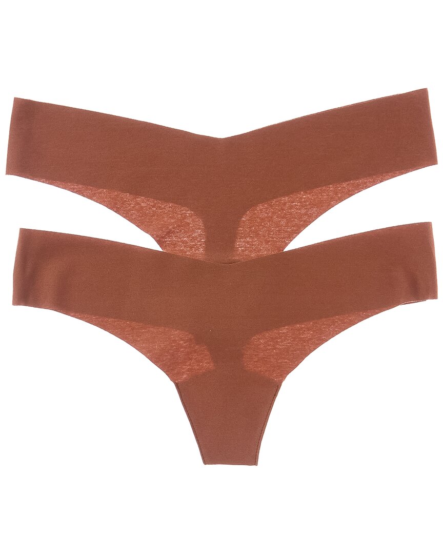 Commando Set Of 2 Thong Panty In Brown