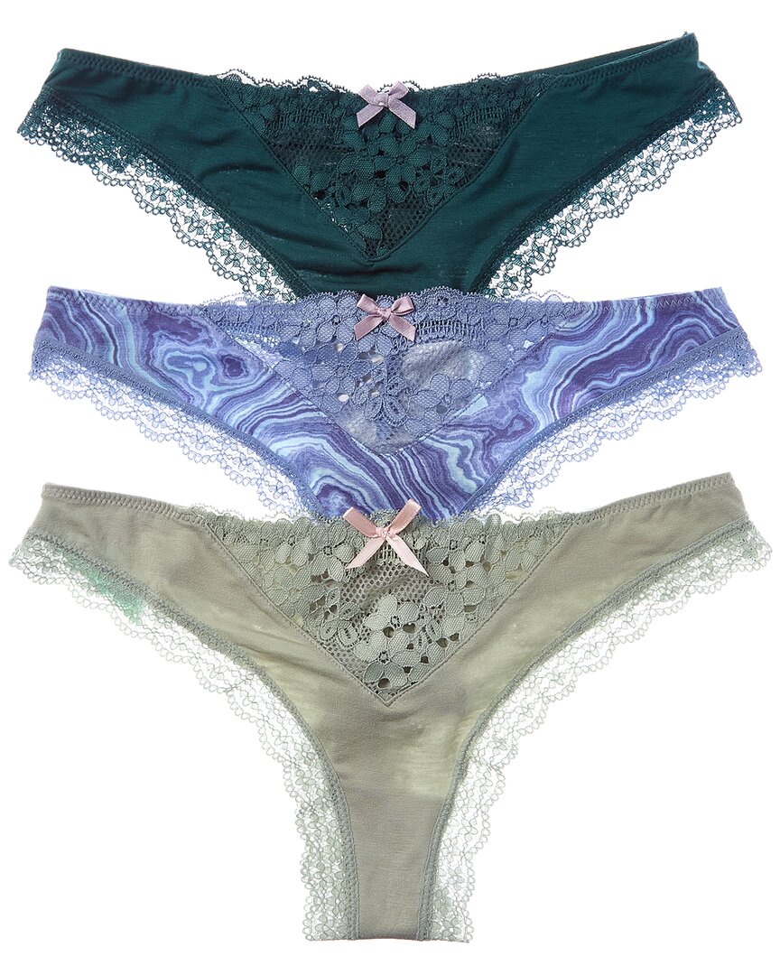 Honeydew Set Of 3 Willow Thong In Green
