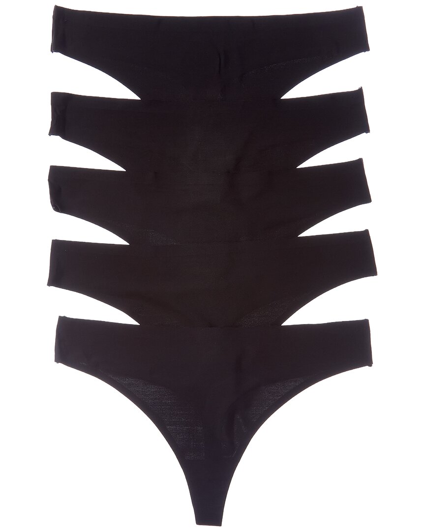 Honeydew Set Of 5 Skinz Thong In Black/black/black/black/black
