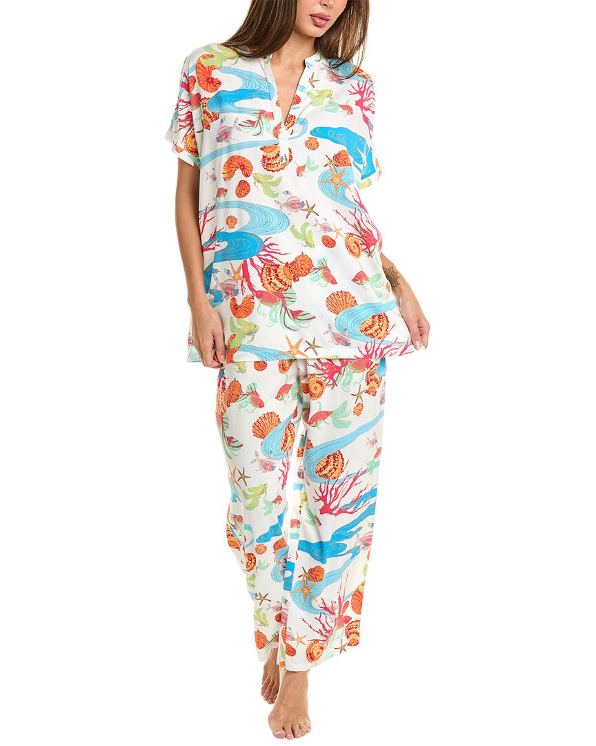 Shop N Natori Coral Reef Pajama Pant Set In White