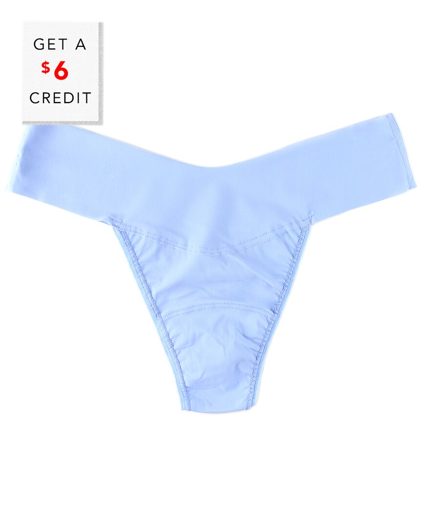 Hanky Panky Breathesoft Natural Thong With $6 Credit In Blue