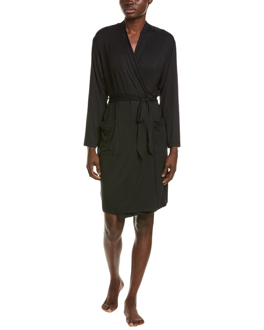 Shop Barefoot Dreams Malibu Collection Soft Jersey Short Robe In Black