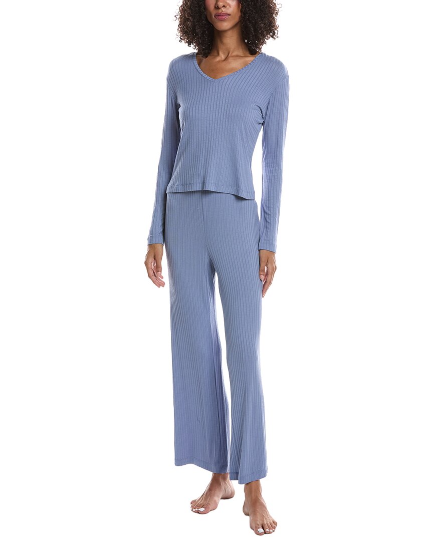 N Natori 2pc Harmony Rib V Neck Top & Pant Set