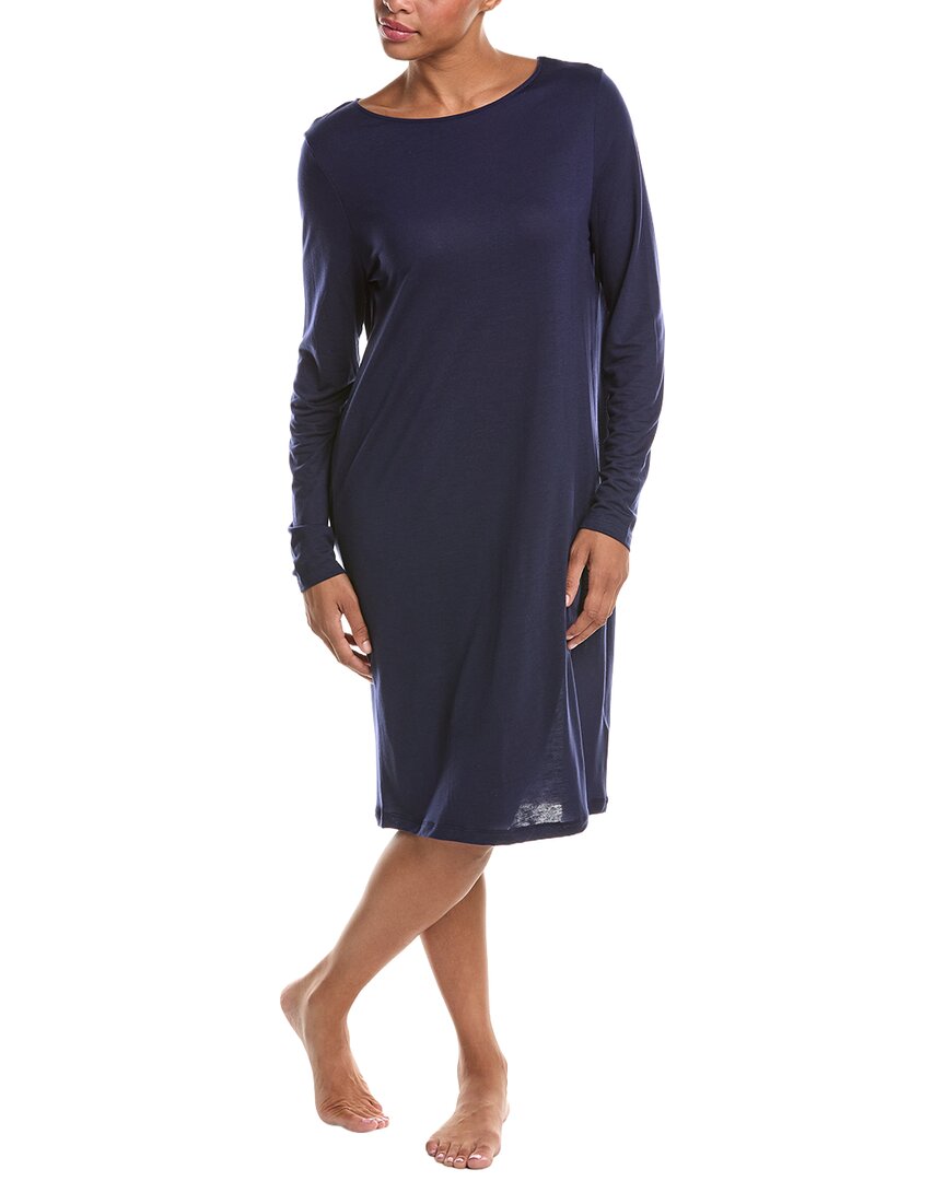 Hanro Natural Wear Round Neck Wool-blend Dress In Navy