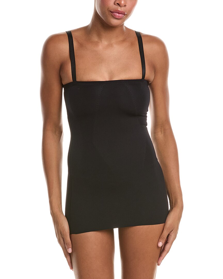 Rene Ruiz Full Bodysuit Slip Dress In Black