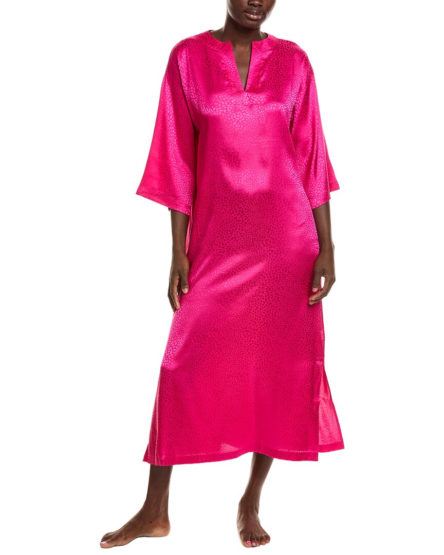 N Natori Wilderness Satin Jacquard Caftan In Pink