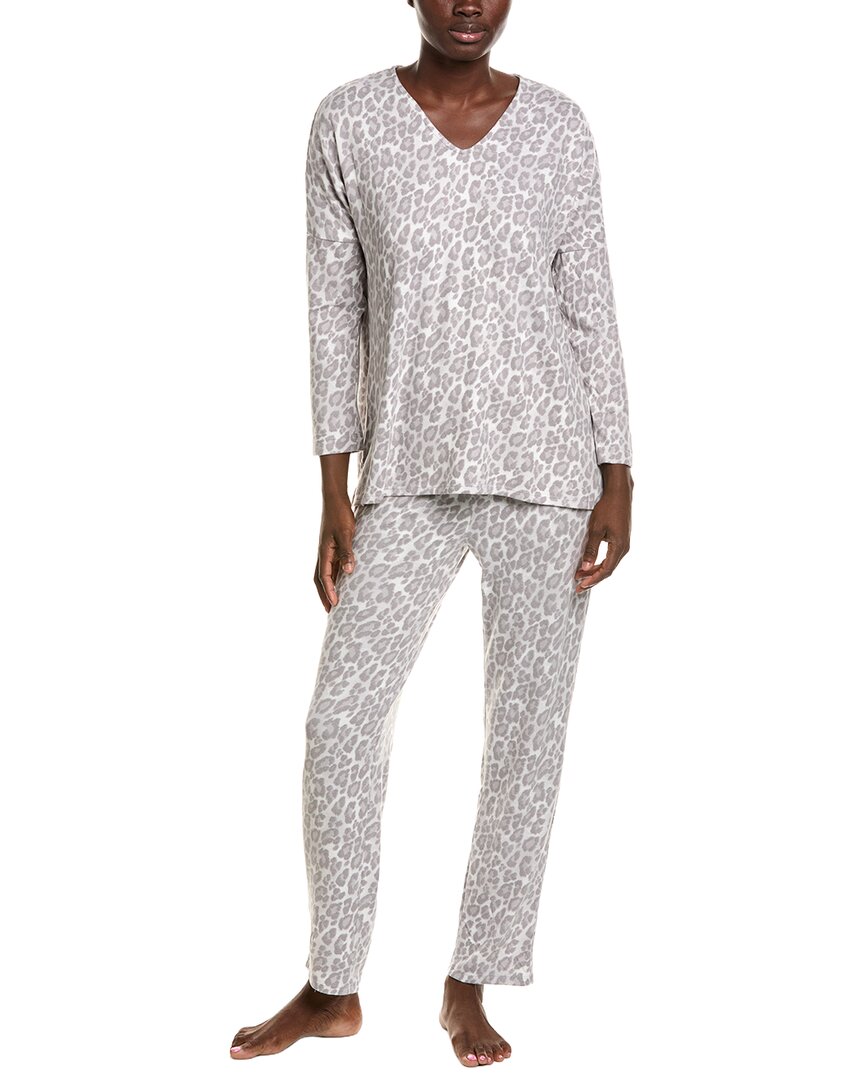 N Natori 2pc Wild Instinct Printed Brushed Pajama Set In Pink