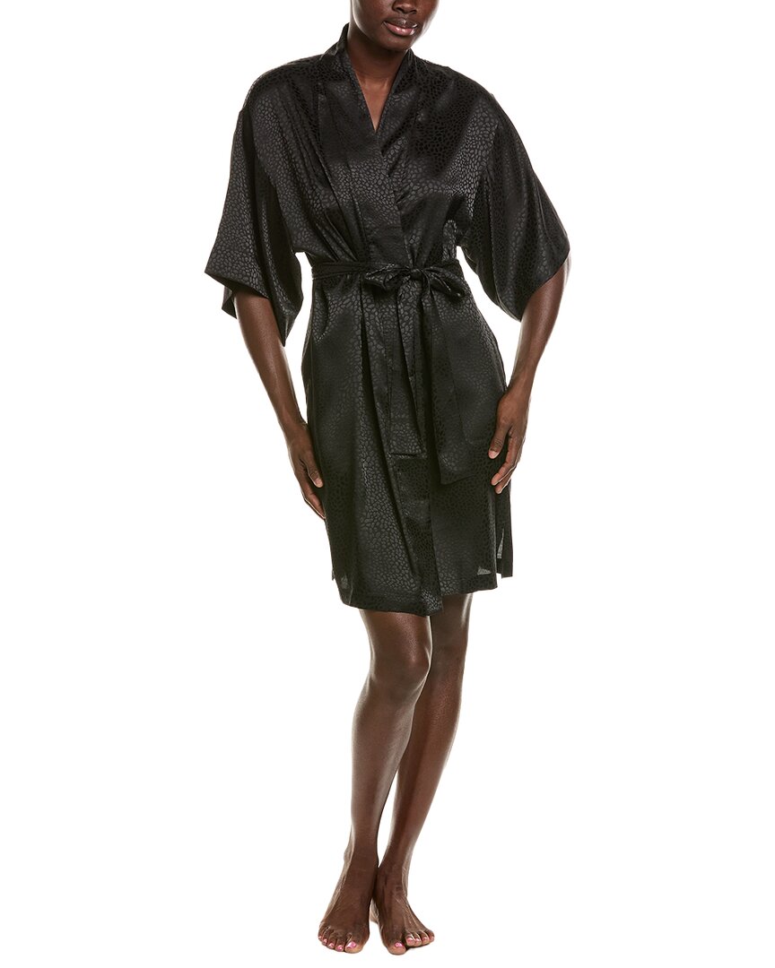 N Natori Wilderness Satin Jacquard Wrap In Black
