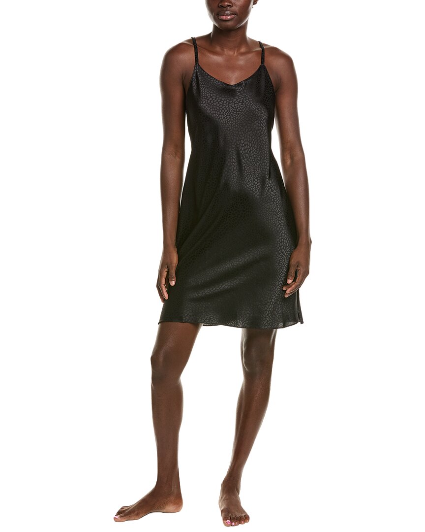 N Natori Wilderness Satin Jacquard Chemise In Black