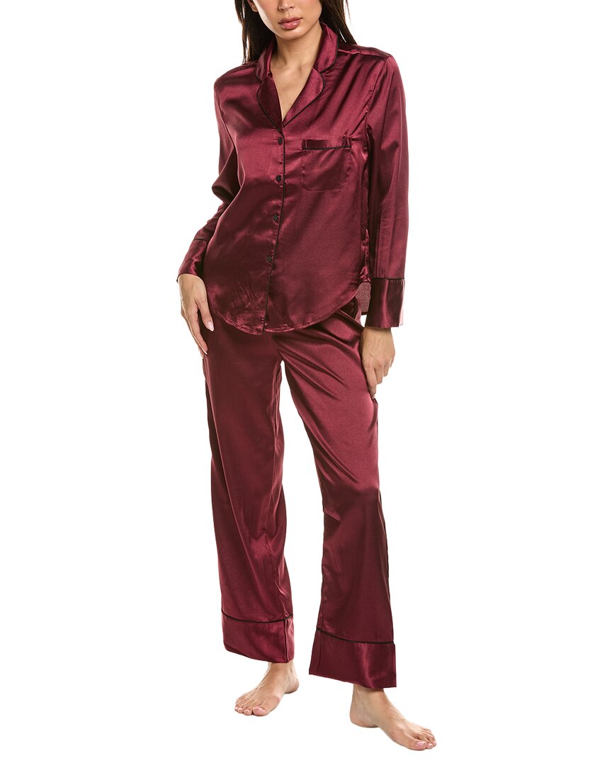Marion 2pc Satin Pajama Set In Red