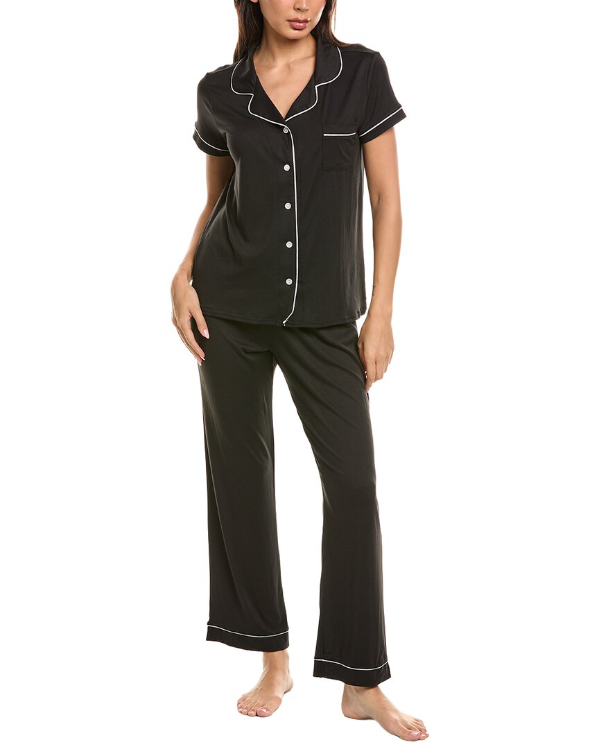 Marion 2pc Soft Stretch Pajama Set In Black