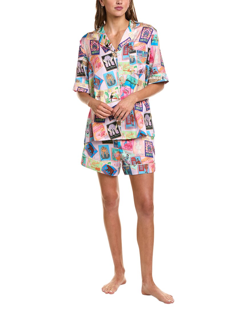 Karen Mabon 2pc Short Sleeve Pajama Set In Animal Print
