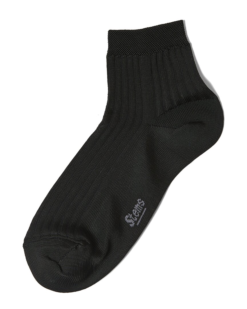 Stems Silky Rib Set Of Two Crew Socks In Black