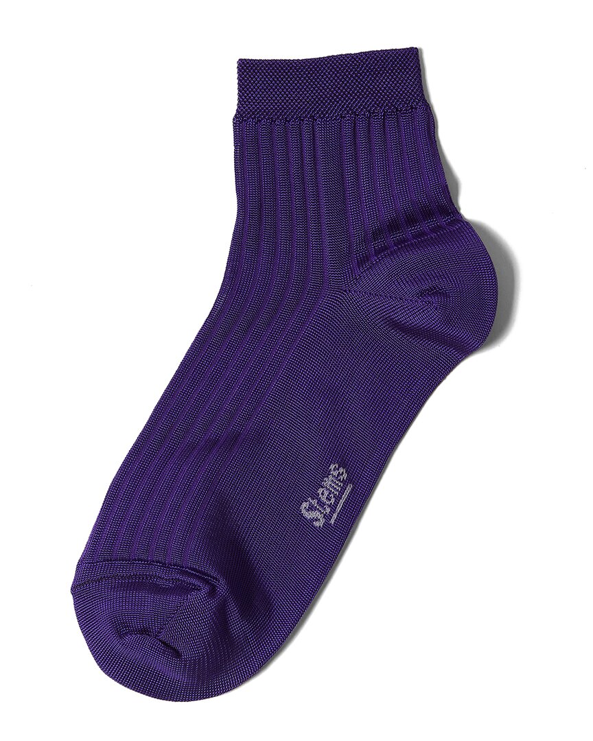 Stems Silky Rib Quarter Socks In Purple