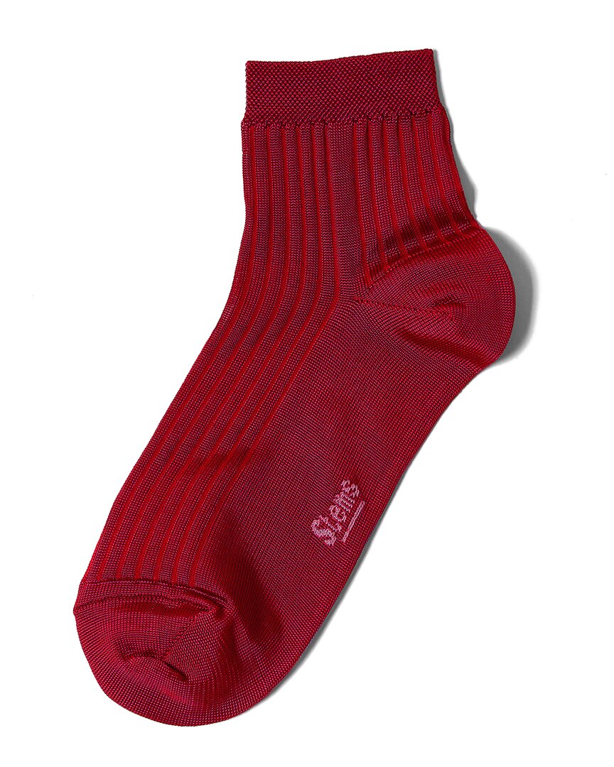 Stems Silky Rib Quarter Socks In Red