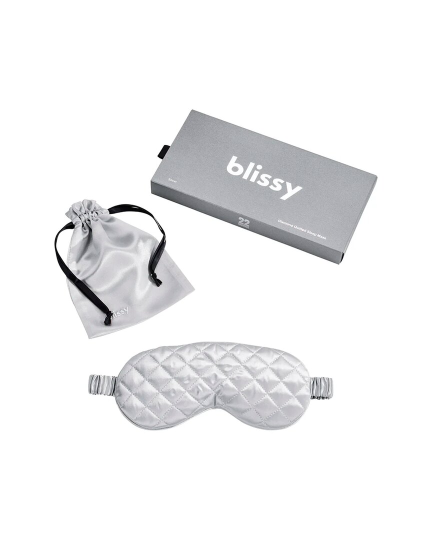 Blissy Mulberry Silk Diamond Quilted Sleep Mask In Gray