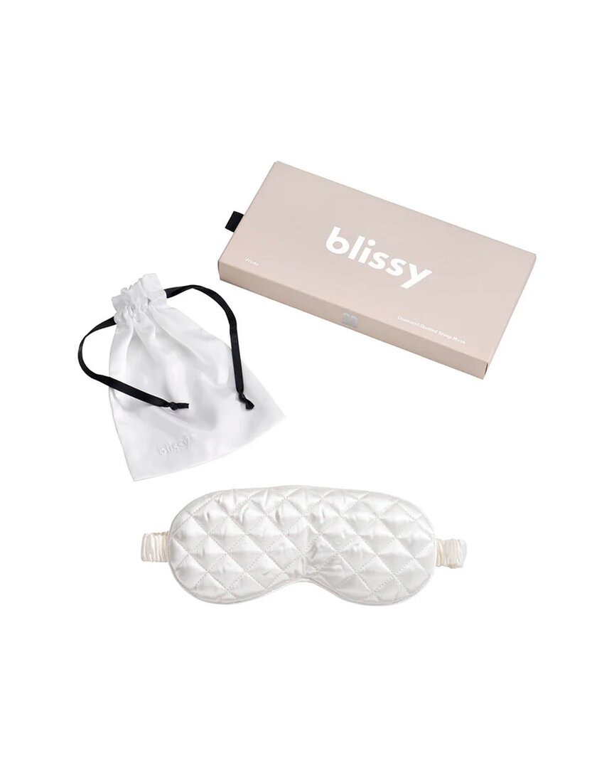 Blissy Mulberry Silk Diamond Quilted Sleep Mask In White