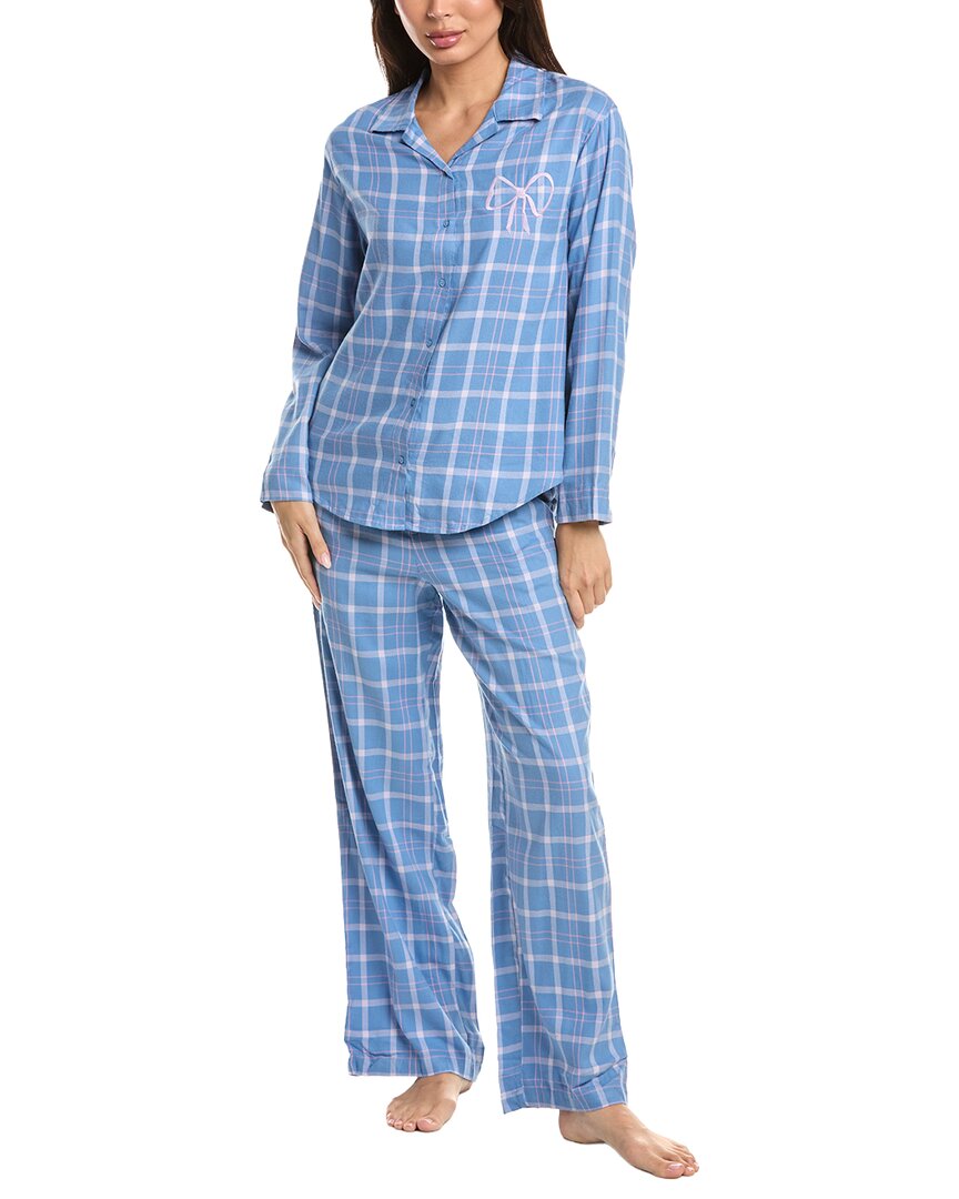 Florence By Mills 2pc Flannel Sleep Set In Blue