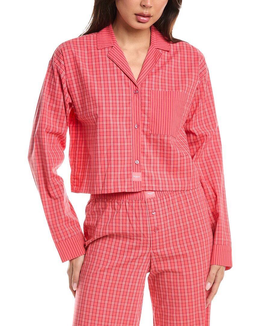 Florence By Mills Micro Plaid Crop Shirt In Pink