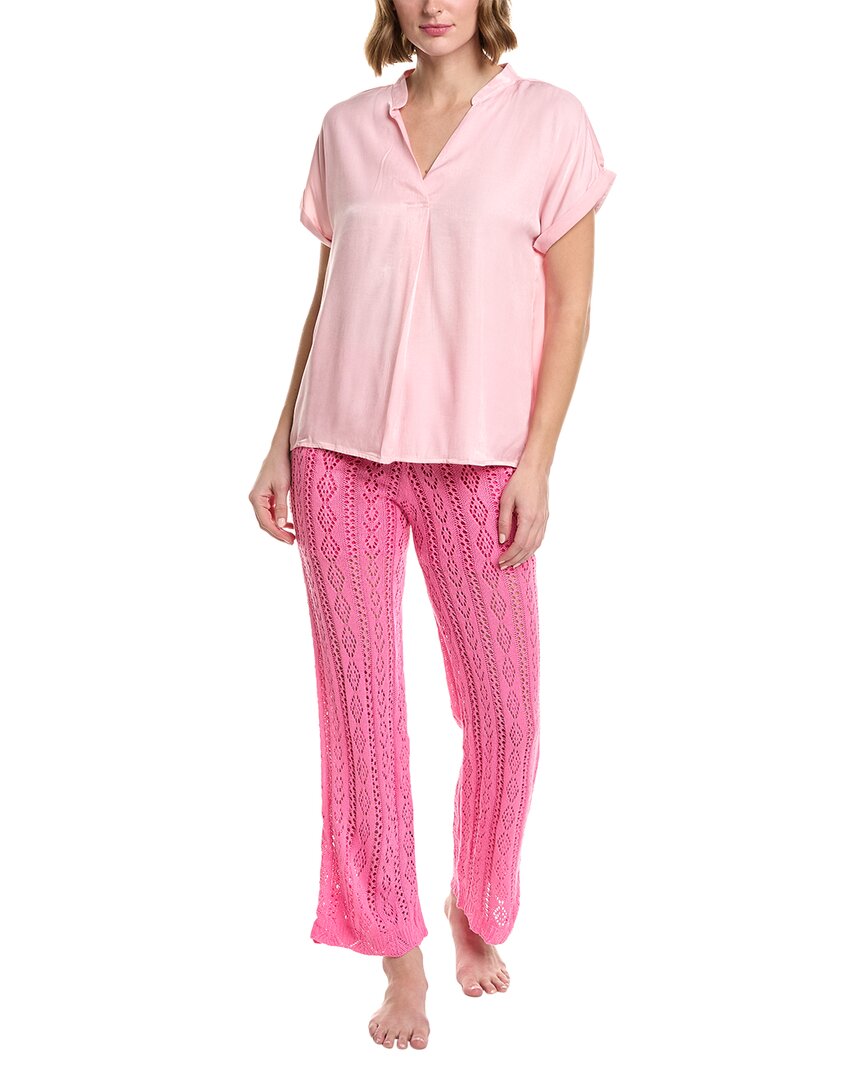 Shop Anna Kay 2pc Butterfly Top & Pant Set In Pink