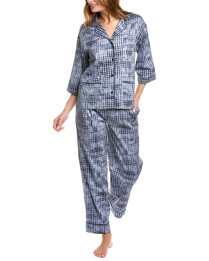 Donna Karan Sleepwear 2pc Top & Pant Set In Blue