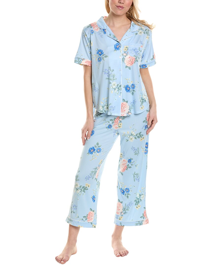 Shop Flora By Flora Nikrooz 2pc Printed Knit Pajama Set In Blue