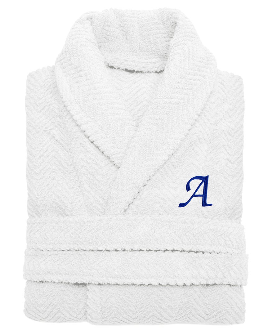 LINUM HOME TEXTILES LINUM HOME TEXTILES UNISEX HERRINGBONE WEAVE BATHROBE (MONOGRAM, A-Z)