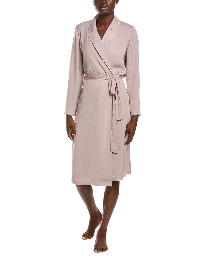 Shop Barefoot Dreams Washed Satin Notch Collar Robe In Brown