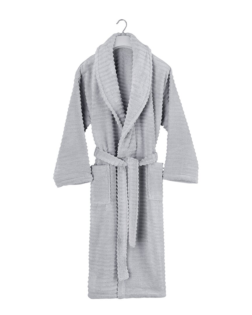 Melange Home Zero Twist Ruffle Bath Robe In Grey
