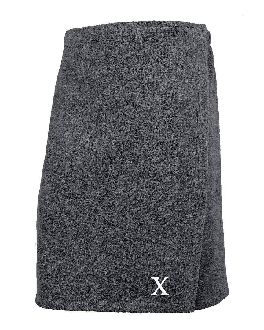 Linum Home Textiles Monogrammed Men's Terry Body Wrap In Grey