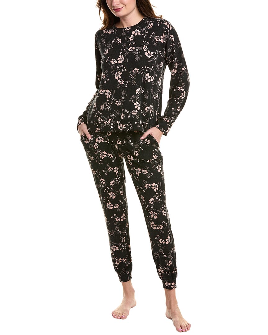 Sanctuary Women's Printed Long-sleeve Jogger Pajama Set In Black