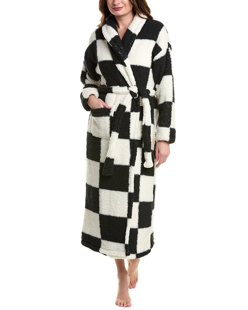 Sanctuary Shawl Collar Teddy Robe In Black