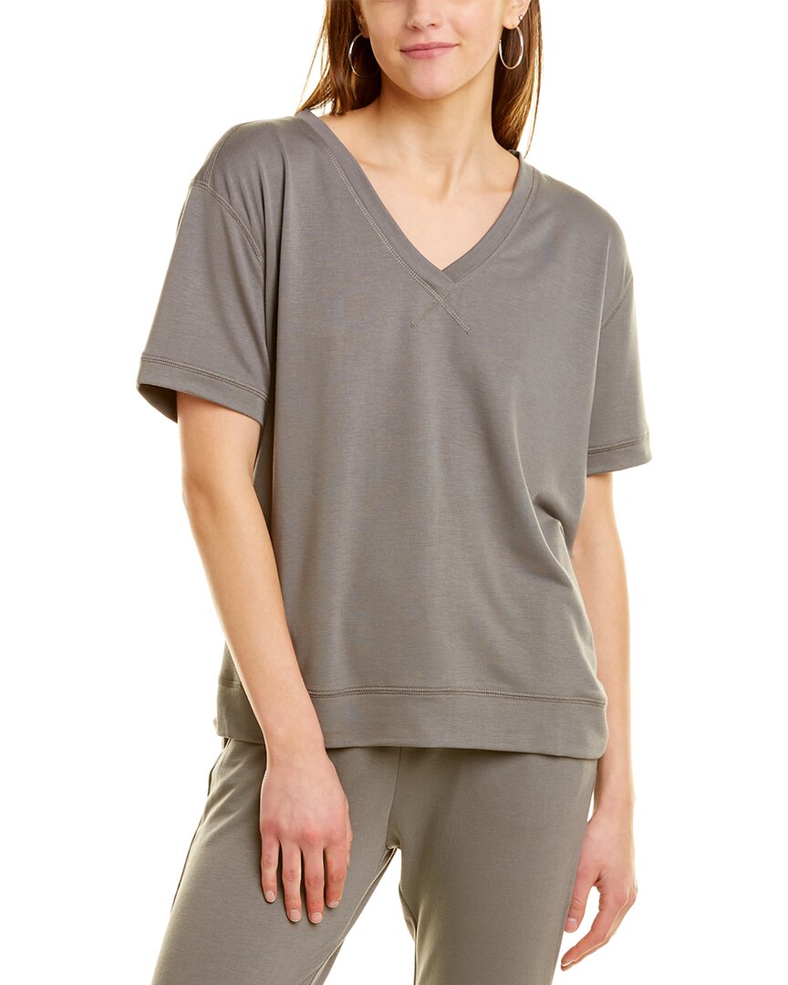 Yummie V-neck French Terry T-shirt In Grey