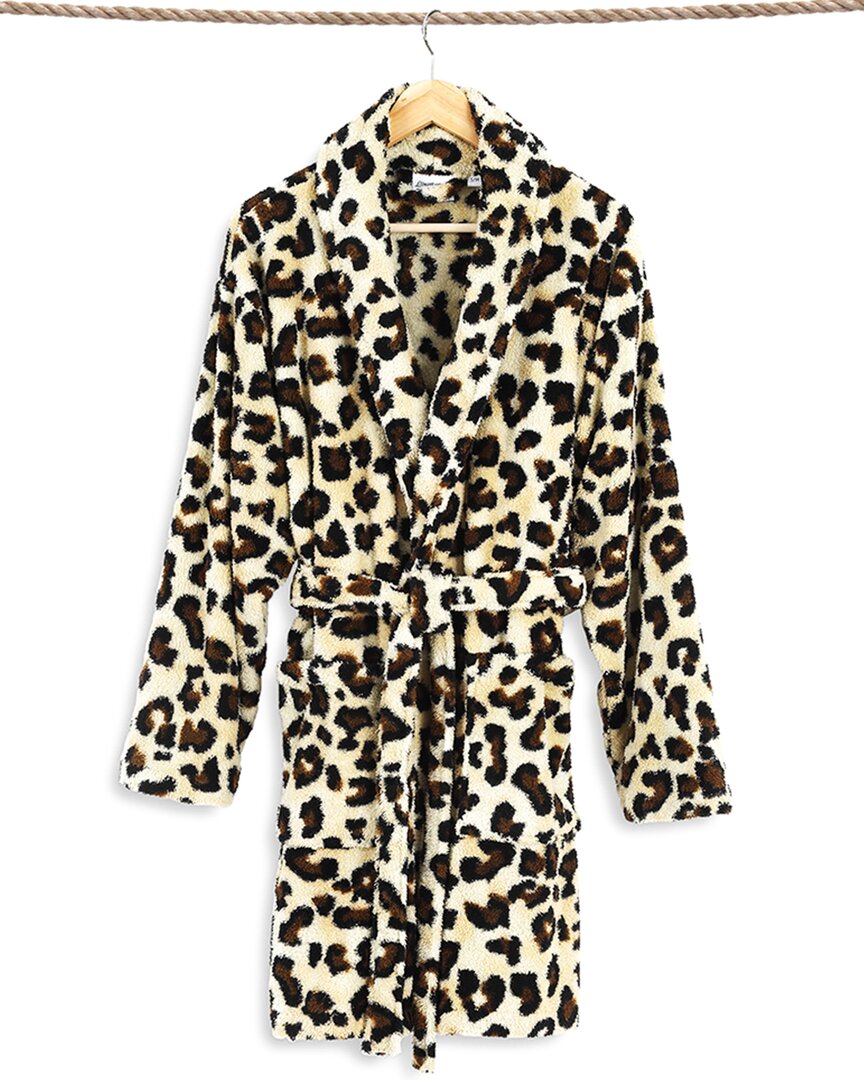 LINUM HOME TEXTILES LINUM HOME TEXTILES SUPER PLUSH LUXURIOUS SOFT LEOPARD PRINT BATHROBE