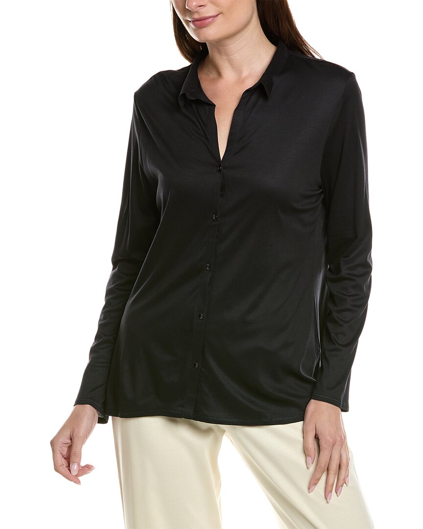 Shop Hanro Grand Central Button Front Silk-blend Shirt