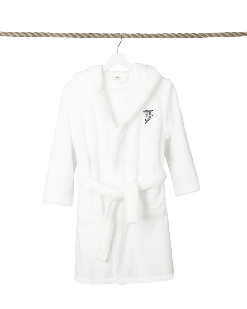 Linum Home Textiles Kids Super Plush Double Brushed Hooded Bathrobe In White