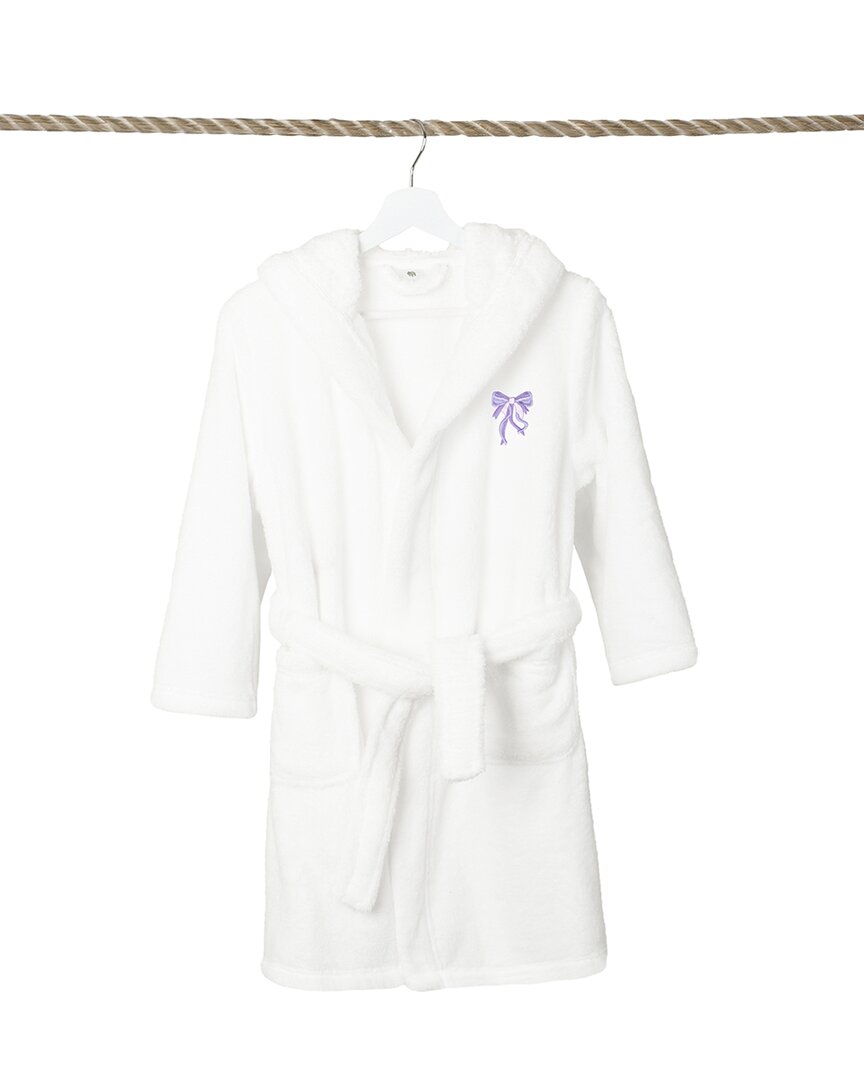 Linum Home Textiles Kids Super Plush Double Brushed Hooded Bathrobe In White