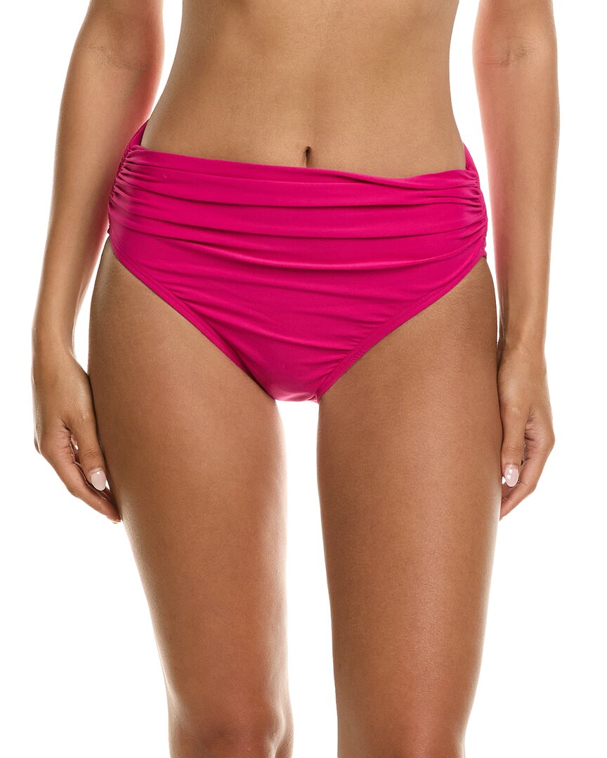 Carmen Marc Valvo Shirred Bikini Bottom In Pink