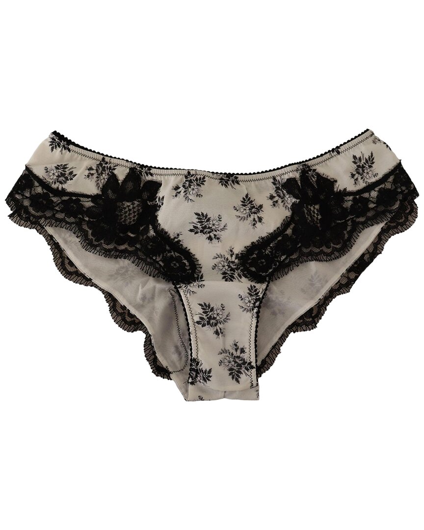 Dolce & Gabbana Silk-blend Bikini Bottom In White