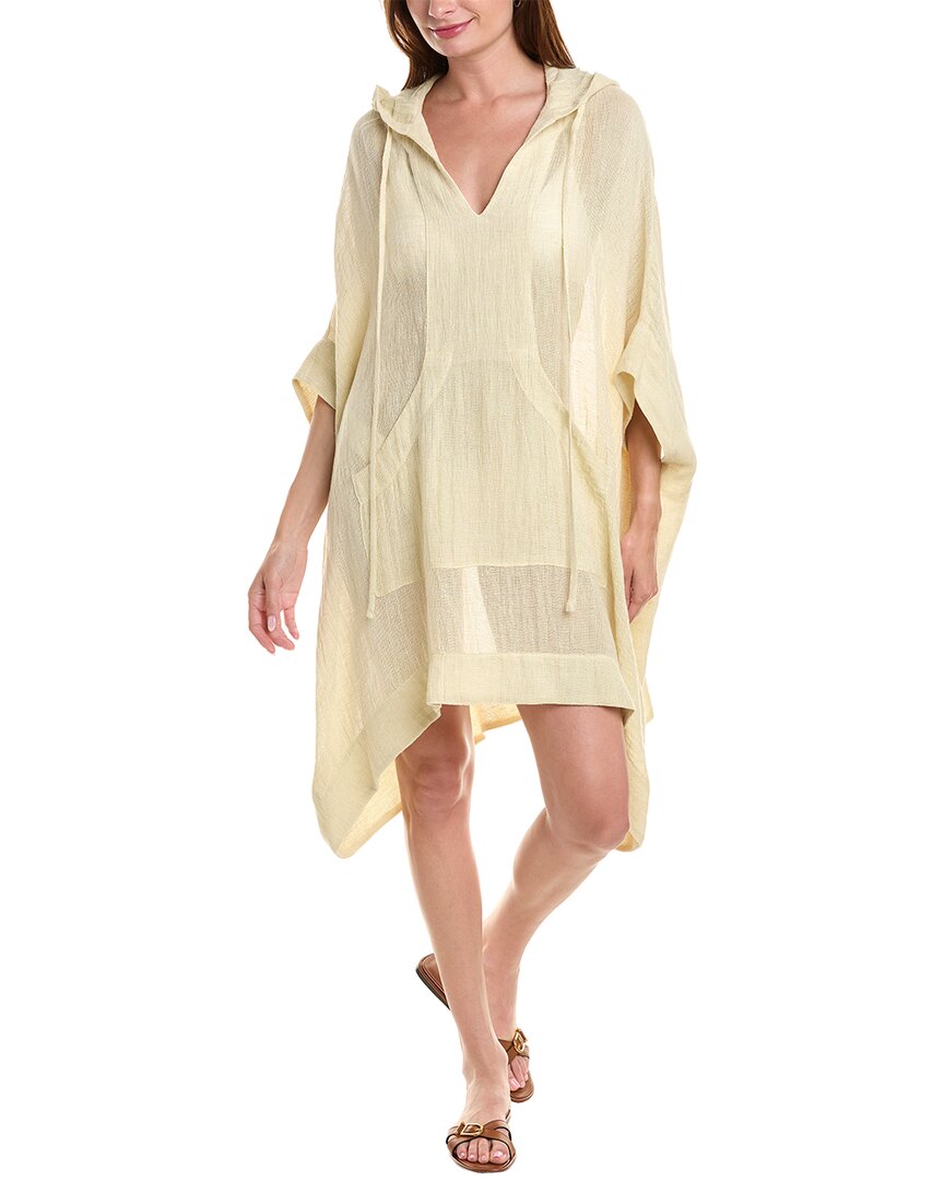 Shop Lisa Marie Fernandez Hooded Linen-blend Poncho In Beige